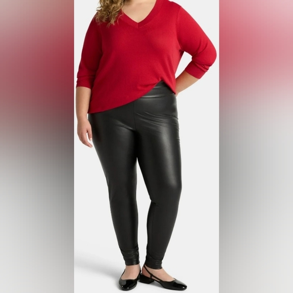 Black Faux Leather Pants-light Cheetah Print - Picture 6 of 6